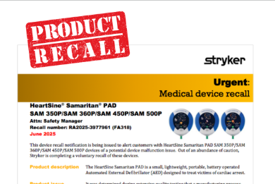 HeartSine Samaritan Recall